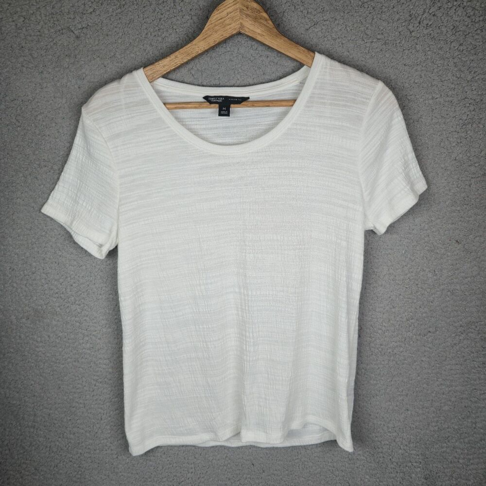 Simply Vera womens top blouse M white casual lightweight soft stretch summer